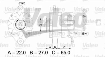 Генератор VALEO для PEUGEOT 204 Break 1.1 Grand Luxe