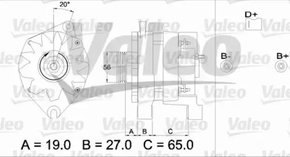 Генератор VALEO для PEUGEOT 205 I (741A/C) 1.7 Diesel