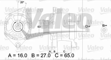 Генератор VALEO для PEUGEOT 308 SW II 1.6 THP 155
