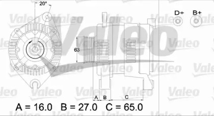 Генератор VALEO для PEUGEOT 207 CC (WD_) 1.6 HDi