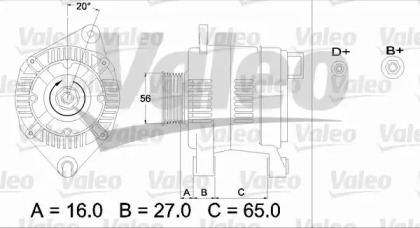 Генератор VALEO для PEUGEOT 207 CC (WD_) 1.6 16V Turbo