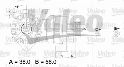 Генератор VALEO для PEUGEOT 306 Кабриолет (7D, N3, N5) 1.8 16V