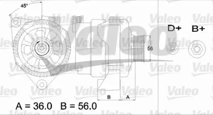 Генератор VALEO для PEUGEOT 306 Кабриолет (7D, N3, N5) 1.8 16V