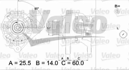 Генератор VALEO для VW MULTIVAN V (7HM, 7HN, 7HF, 7EF, 7EM, 7EN) 1.9 TDI