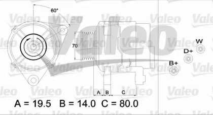 Генератор VALEO для FORD ESCORT VI (GAL) 1.8 XR3i 16V 4x4