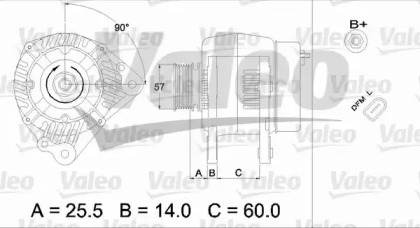 Генератор VALEO для VW BORA Variant (1J6) 1.4 16V
