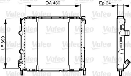Водяной / масляный радиатор VALEO для RENAULT KANGOO (KC0/1_) 1.4 (KC0C, KC0H, KC0B, KC0M)