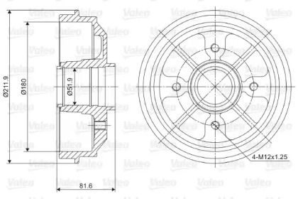 Тормозной барабан VALEO для PEUGEOT 306 Кабриолет (7D, N3, N5) 1.6