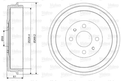 Тормозной барабан VALEO для ALFA ROMEO 146 (930_) 1.9 TD (930.B4A)