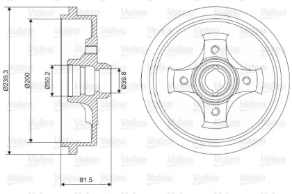 Барабанный тормозной механизм VALEO для VW POLO (6N1) 64 1.9 D