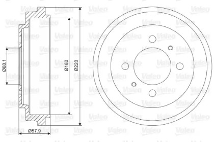 Тормозной барабан VALEO для NISSAN ALMERA I (N15) 2.0 D