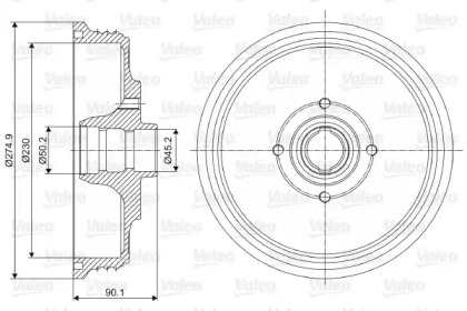 Тормозной барабан VALEO для VW CADDY II Variant (9K9B) 1.4