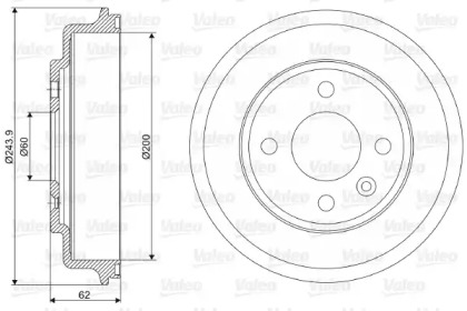 Тормозной барабан VALEO для CHEVROLET AVEO седан (T300) 1.3 D