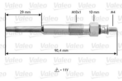 Свеча накаливания VALEO для NISSAN KUBISTAR (X76) 1.5 dCi 70
