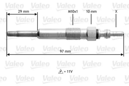 Свеча накаливания VALEO для VW MULTIVAN V (7HM, 7HN, 7HF, 7EF, 7EM, 7EN) 1.9 TDI