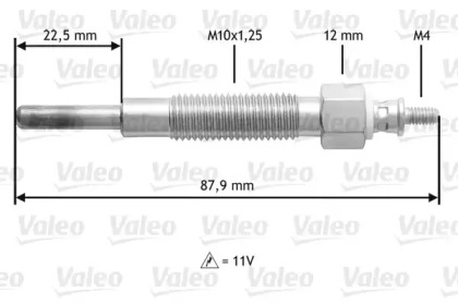 Свеча накаливания VALEO для NISSAN PICK UP (D21) 2.5 D 4WD