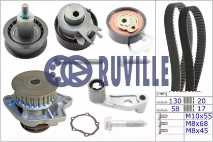 Комплект ремней ГРМ RUVILLE для VW BORA Variant (1J6) 1.4 16V