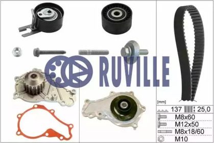 Комплект ремней ГРМ RUVILLE для PEUGEOT 207 CC (WD_) 1.6 HDi