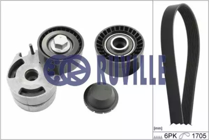 Комплект ручейковых ремней RUVILLE для MAZDA 2 (DY) 1.4 CD