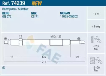 Система зажигания / накаливания FAE для NISSAN TERRANO II (R20) 3.0 Di 4WD