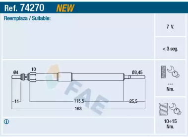 Свеча накаливания FAE для NISSAN NV400 c бортовой платформой/ходовая часть dCi 100