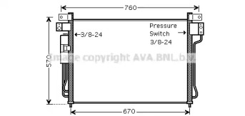 Конденсатор AVA QUALITY COOLING для NISSAN NP300 NAVARA (D40) 2.5 dCi