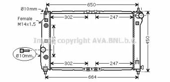 Водяной радиатор AVA QUALITY COOLING для CHEVROLET AVEO седан (T200) 1.4