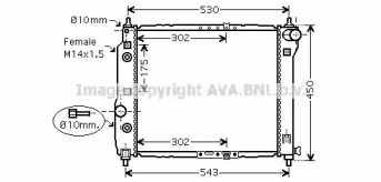 Водяной / масляный радиатор AVA QUALITY COOLING для CHEVROLET KALOS седан 1.4 16V
