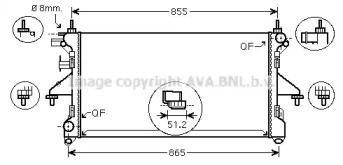Водяной радиатор AVA QUALITY COOLING для PEUGEOT BOXER c бортовой платформой/ходовая часть 2.2 HDi 110
