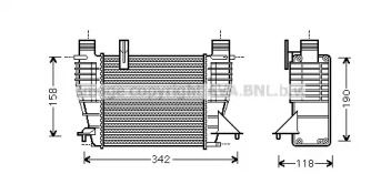 Охладитель наддувочного воздуха (интеркулер) AVA QUALITY COOLING для NISSAN NOTE (E11, NE11) 1.5 dCi