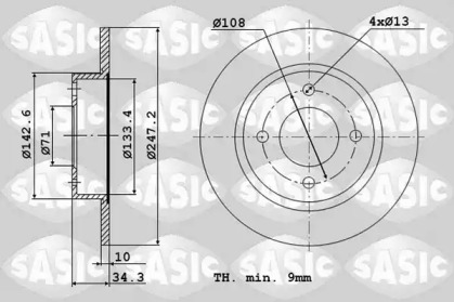 Дисковой тормозной механизм SASIC для PEUGEOT 405 I (15B) 1.9 Sport MI-16
