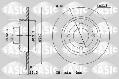 Дисковой тормозной механизм SASIC для PEUGEOT 306 Кабриолет (7D, N3, N5) 1.8 16V