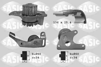 Комплект ремней ГРМ SASIC для PEUGEOT 205 I (741A/C) 1.7 Diesel