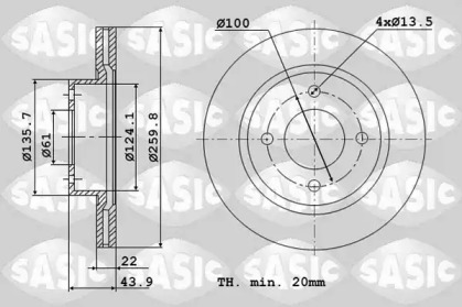 Тормозной диск SASIC для NISSAN NOTE (E11, NE11) 1.4