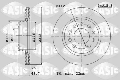 Тормозной диск SASIC для VW CADDY IV Variant (SAB, SAJ) 2.0 TDI 4motion