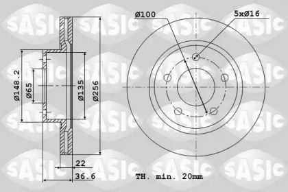 Тормозной диск SASIC для VW BORA Variant (1J6) 2.8 V6 4motion