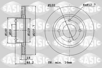 Тормозной диск SASIC для NISSAN MICRA III (K12) 1.4 16V
