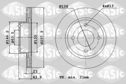 Тормозной диск SASIC для FORD FIESTA VI 1.5 TDCi