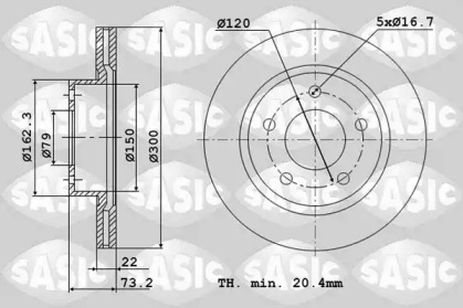 Тормозной диск SASIC для BMW 3 (F30, F80) 320 i xDrive