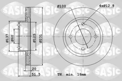 Тормозной диск SASIC для NISSAN PIXO (UA0) 1.0