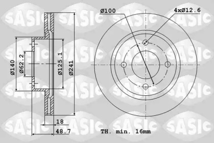 Тормозной диск SASIC для KIA PICANTO (BA) 1.0