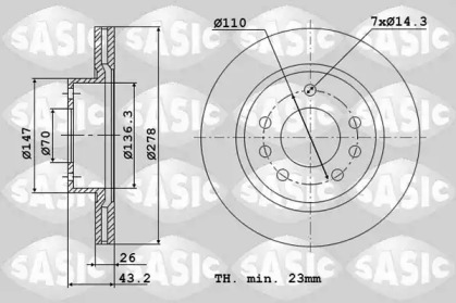 Тормозной диск SASIC для OPEL CORSA D 1.4