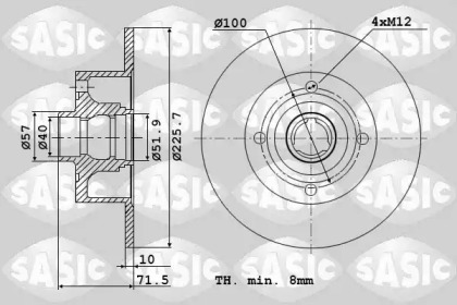 Тормозной диск SASIC для VW GOLF II (19E, 1G1) 1.8 GTI 16V