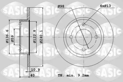 Тормозной диск SASIC для ALFA ROMEO 146 (930_) 1.7 i.e. 16V (930.B1)