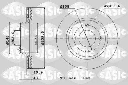 Тормозной диск SASIC для MAZDA 121 III (JASM, JBSM) 1.8 D
