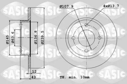 Тормозной диск SASIC для MAZDA 121 III (JASM, JBSM) 1.8 D
