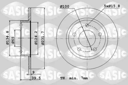 Тормозной диск SASIC для VW POLO (6R, 6C) 1.2 TSI