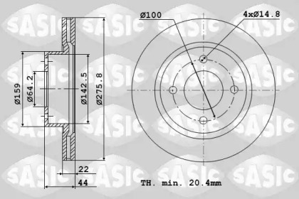 Дисковой тормозной механизм SASIC для MINI MINI Кабриолет (R52) Cooper