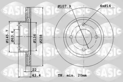 Тормозной диск SASIC для FORD FOCUS седан (DFW) 1.8 16V