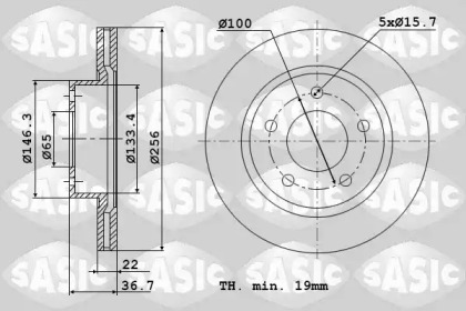 Тормозной диск SASIC для VW POLO (6R, 6C) 1.2 TSI